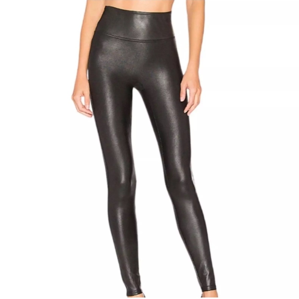 SPANX Leggings Pants Womens Black Faux Leather Medium